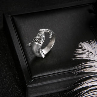 DoreenBeads New Creative Animals Shark Rings Silver Color Fashion Adjustable Opening Metal Ring Punk Style Party Jewelry,1 Set