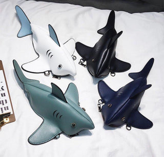 Girl Cute Shark  Pu Leather Casual Shoulder Bag Handbag Clutch Bag Purse