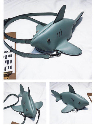 Girl Cute Shark  Pu Leather Casual Shoulder Bag Handbag Clutch Bag Purse
