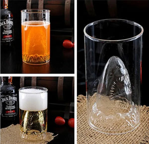 1PC Transparent Glass Cup Shark Glass Milk Tea Water Breakfast Cup Mugs Double-layer Bar