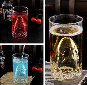 1PC Transparent Glass Cup Shark Glass Milk Tea Water Breakfast Cup Mugs Double-layer Bar