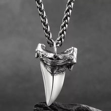 Load image into Gallery viewer, Shark tooth S925 Silver necklace for men  silver   pendant  Jewelry hippop street culture mygrillz