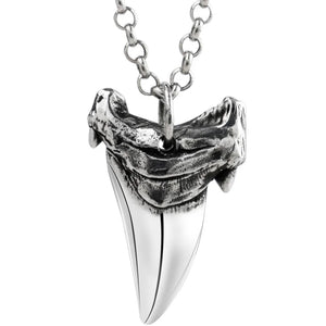 Shark tooth S925 Silver necklace for men  silver   pendant  Jewelry hippop street culture mygrillz