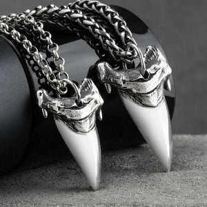 Shark tooth S925 Silver necklace for men  silver   pendant  Jewelry hippop street culture mygrillz