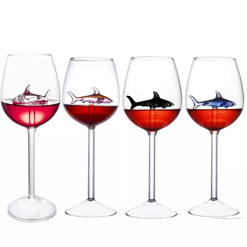 2Pcs 300ml Transparent Shark Wine Glasses Unique Design Goblet Cocktai –  Discover Sharks