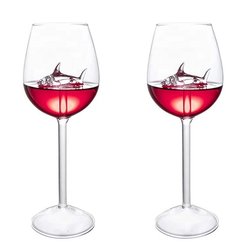 2Pcs 300ml Transparent Shark Wine Glasses Unique Design Goblet Cocktai –  Discover Sharks